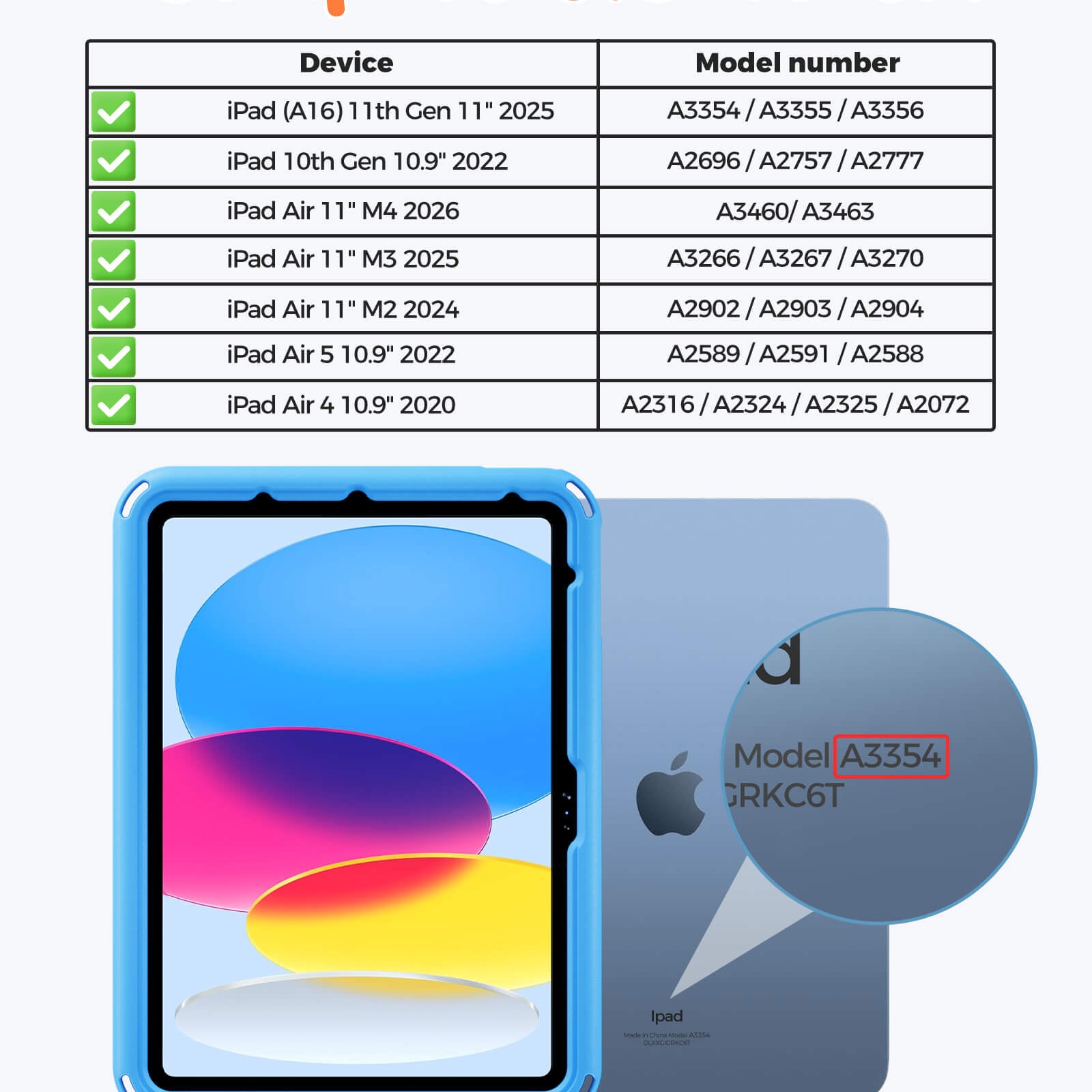 Shockproof Kids Case for iPad A16 11th Gen/iPad 10th Gen with pencil holder