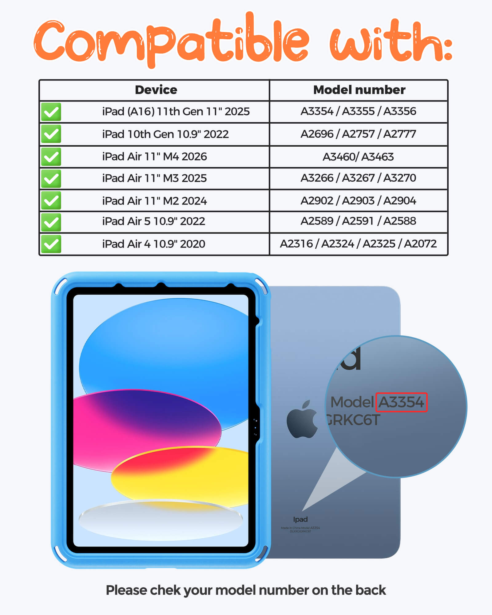 Shockproof Kids Case for iPad A16 11th Gen/iPad 10th Gen with pencil holder