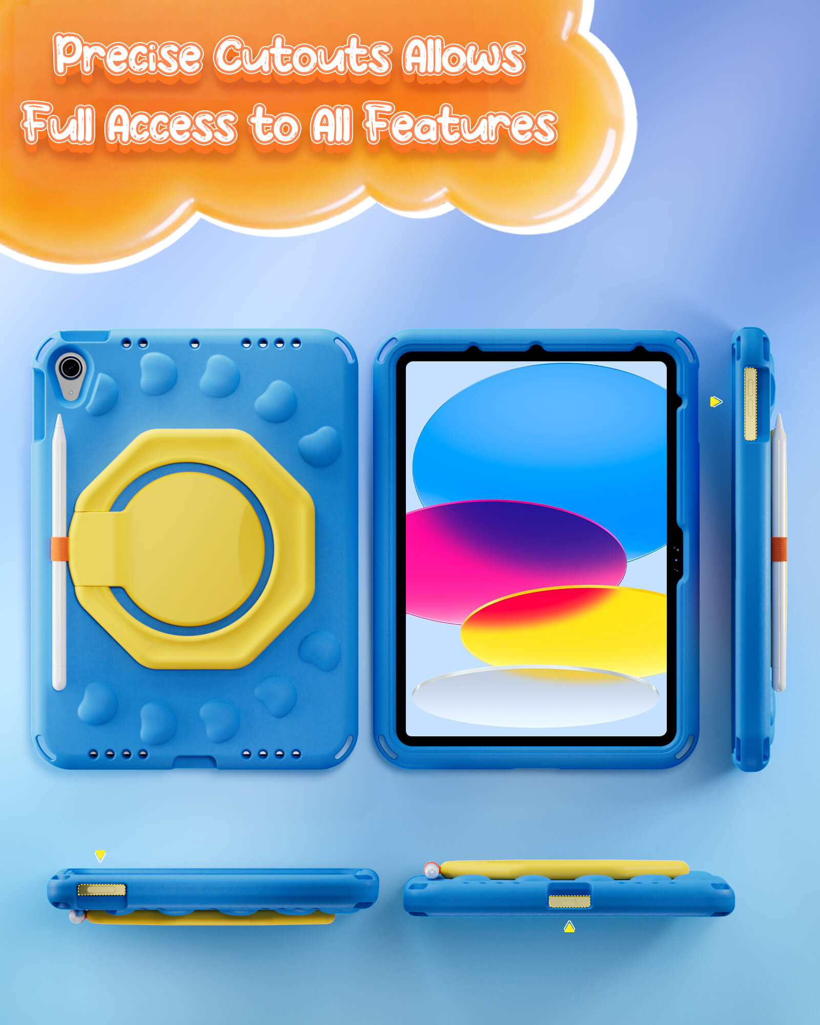 Shockproof Kids Case for iPad A16 11th Gen/iPad 10th Gen with pencil holder