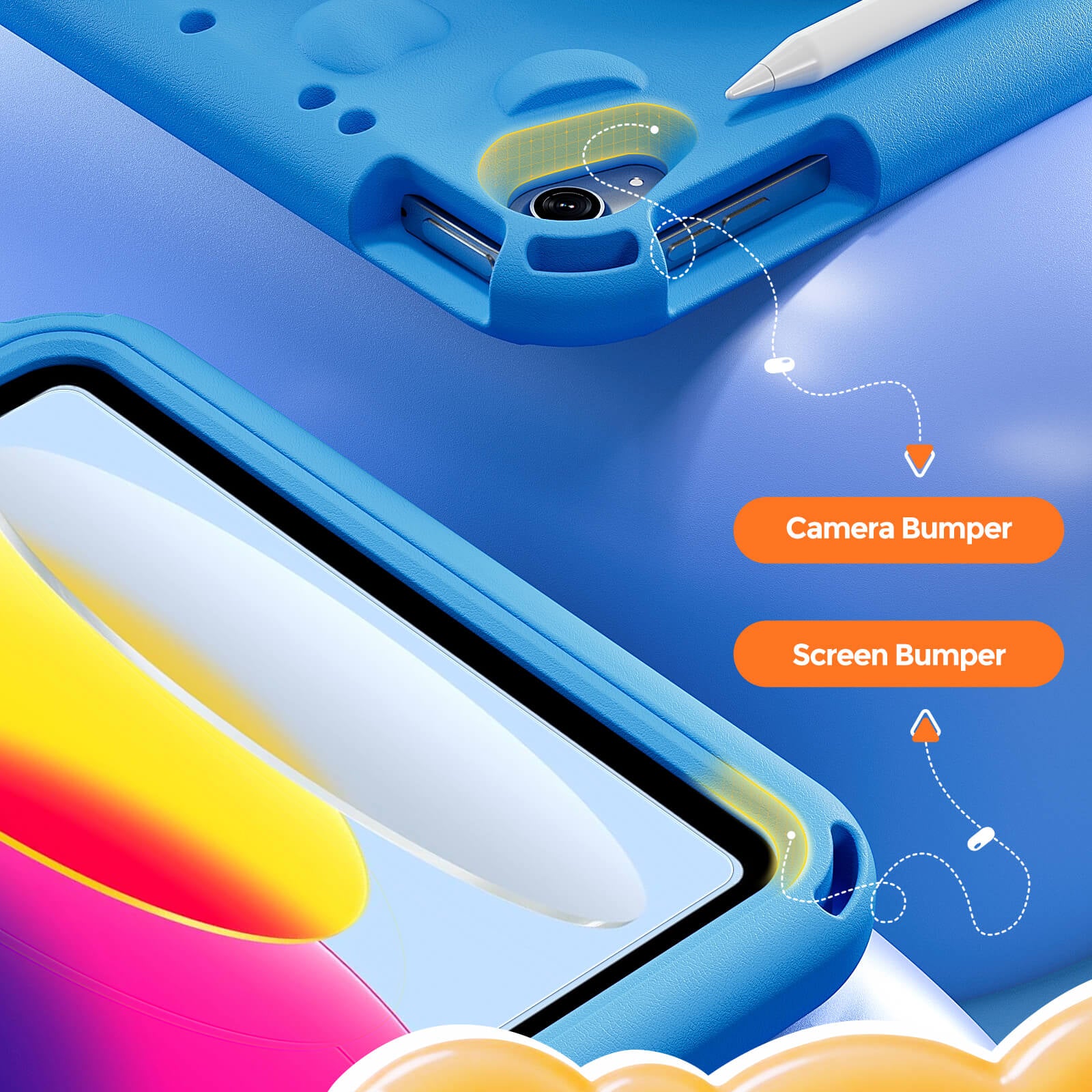 Shockproof Kids Case for iPad A16 11th Gen/iPad 10th Gen with pencil holder