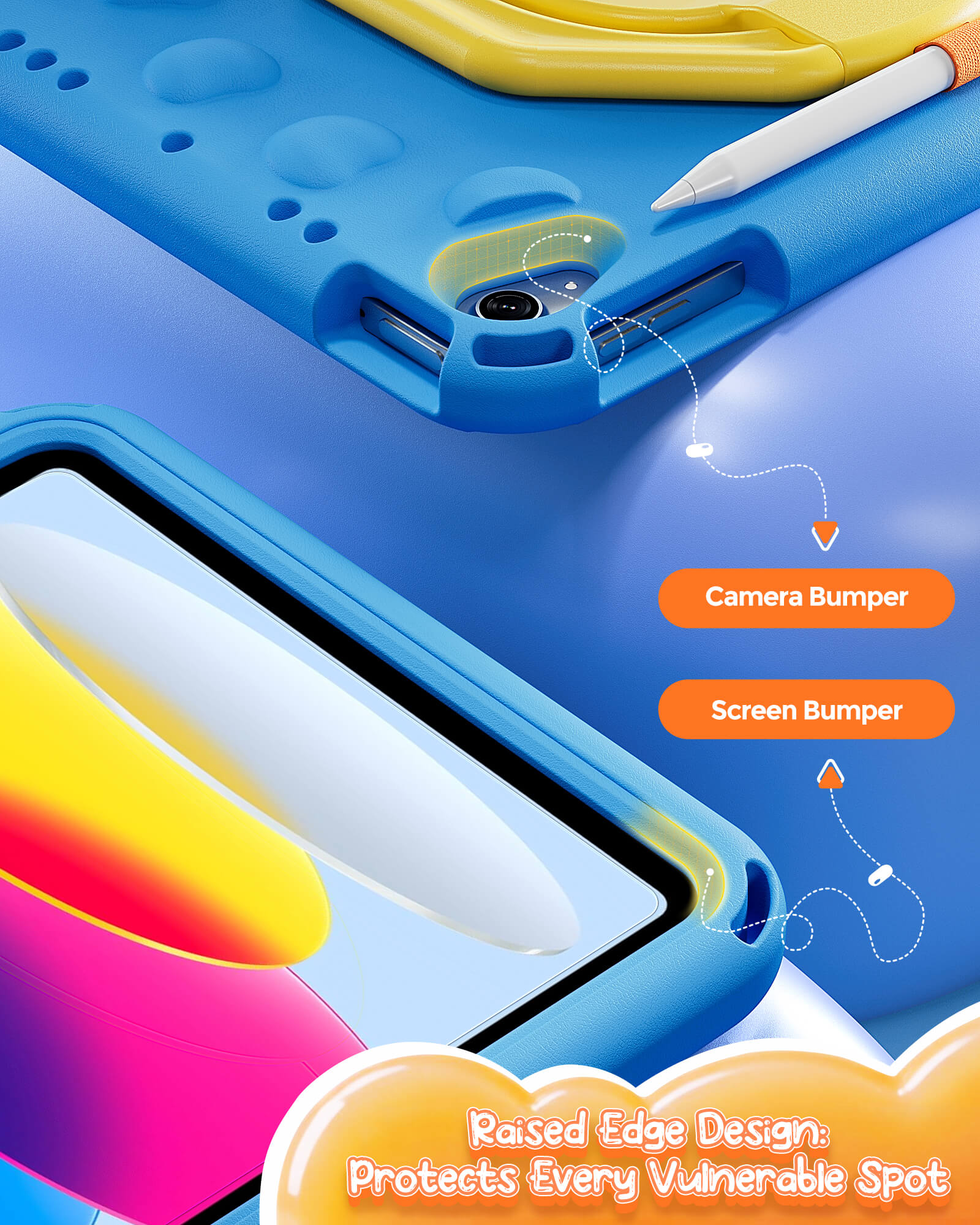 Shockproof Kids Case for iPad A16 11th Gen/iPad 10th Gen with pencil holder
