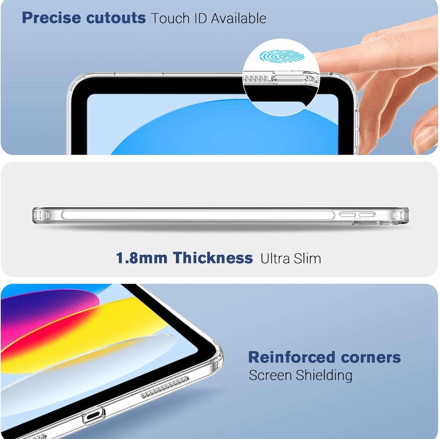 ProCase Slim Transparent Case for iPad(A16) 11th/10th Gen Clear
