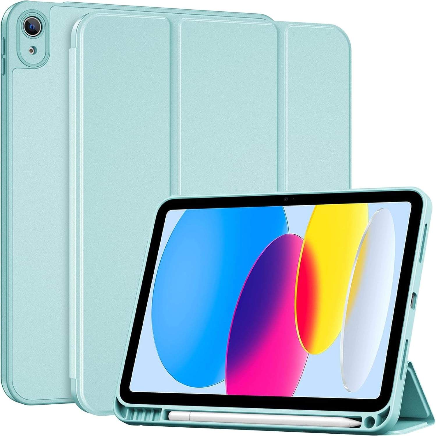  iPad (A16) 11th Generation 11 Inch 2025/ iPad 10th Generation 10.9 Inch 2022 Case with Pencil Holder, Hybrid Cover with Soft TPU Back, Supports Touch ID, Auto Wake/Sleep