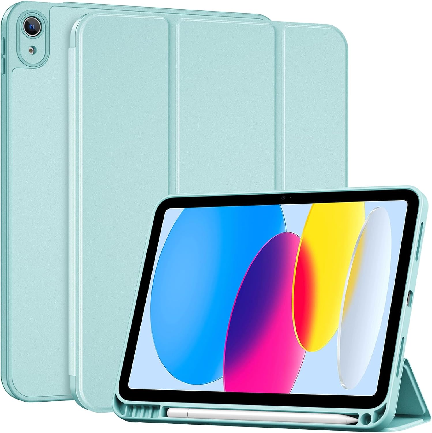  iPad (A16) 11th Generation 11 Inch 2025/ iPad 10th Generation 10.9 Inch 2022 Case with Pencil Holder, Hybrid Cover with Soft TPU Back, Supports Touch ID, Auto Wake/Sleep