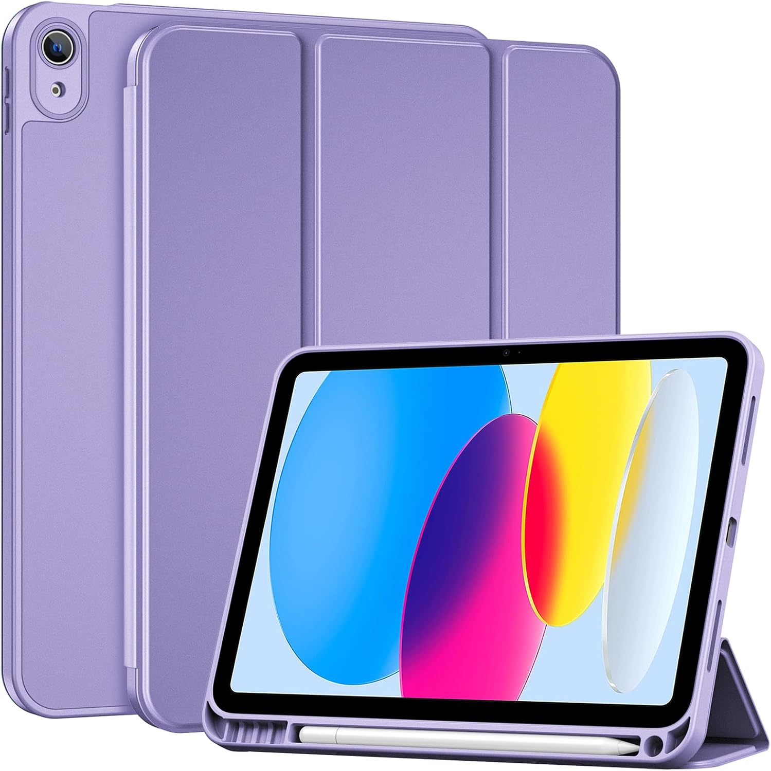  iPad (A16) 11th Generation 11 Inch 2025/ iPad 10th Generation 10.9 Inch 2022 Case with Pencil Holder, Hybrid Cover with Soft TPU Back, Supports Touch ID, Auto Wake/Sleep,purple