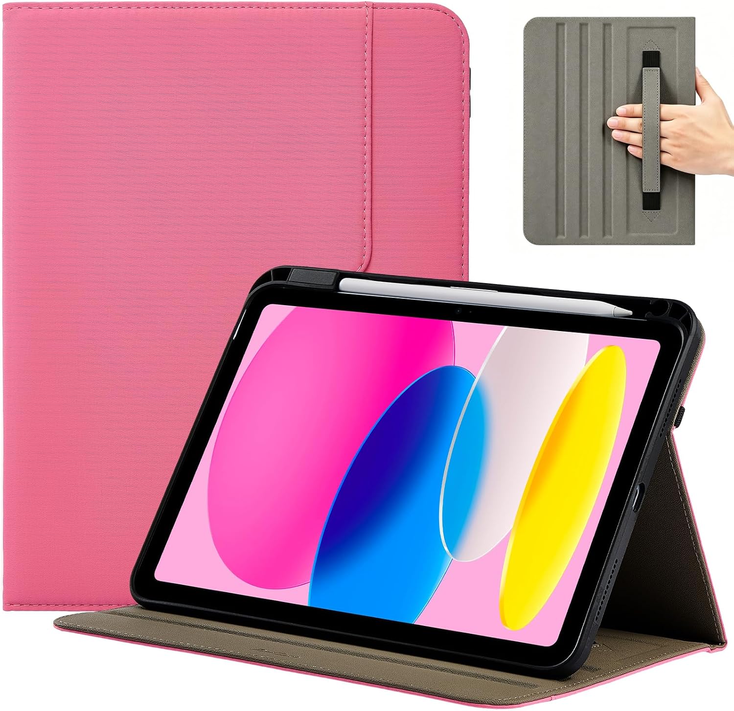 ProCase for iPad A16 11th Generation 11" 2025/iPad 10th Generation 10.9" 2022 with Pencil Holder, iPad 11/10 Case Business Stand Cover Smart Folio, pink