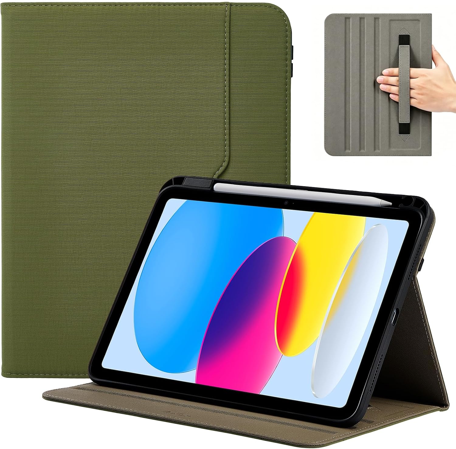 ProCase for iPad A16 11th Generation 11" 2025/iPad 10th Generation 10.9" 2022 with Pencil Holder, iPad 11/10 Case Business Stand Cover Smart Folio, green