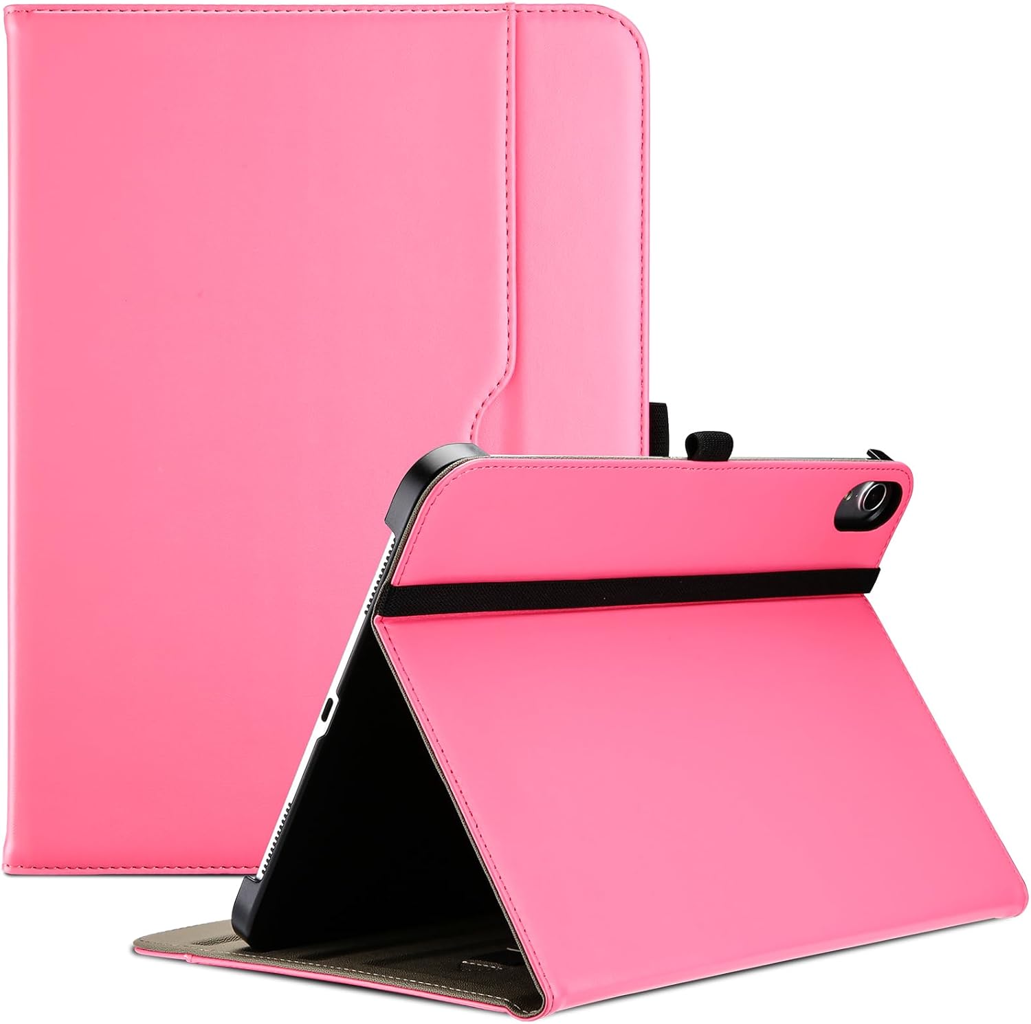 iPad A16 11th Generation 11 Inch 2025/iPad 10th Generation Case 10.9 Inch 2022, iPad 11/10 PU Leather Case Business Stand Cover Smart Folio with Hand Strap Front Pocket Pen Loop, pink