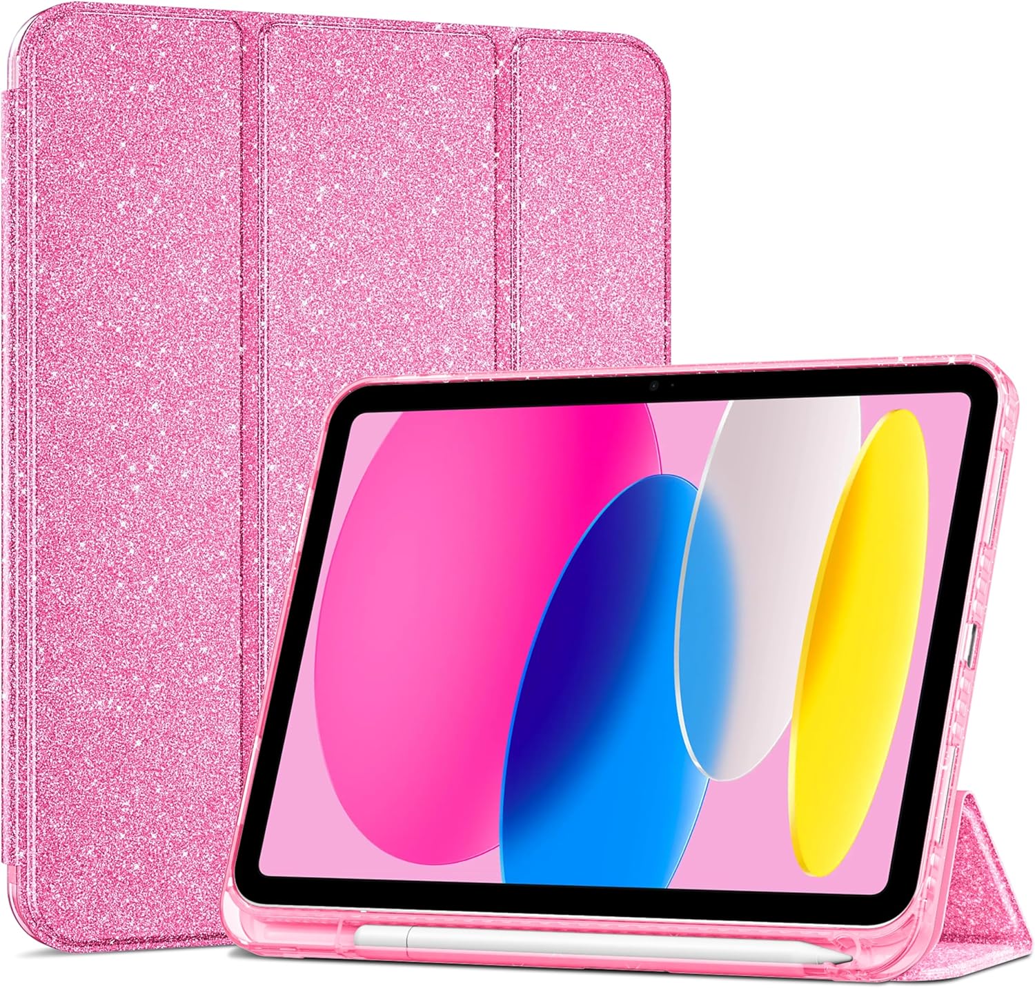 iPad (A16) 11th Generation 11 Inch 2025/10th Generation 10.9 Inch 2022 Case with Pencil Holder, Hybrid iPad 11 10 Case with Clear Back, Supports Auto Wake/Sleep, pink