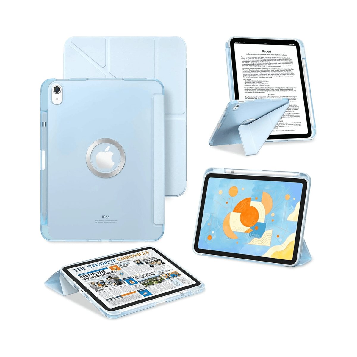 ProCase for iPad A16 11th/10th Gen Smart Case with Pencil Holder -Blue