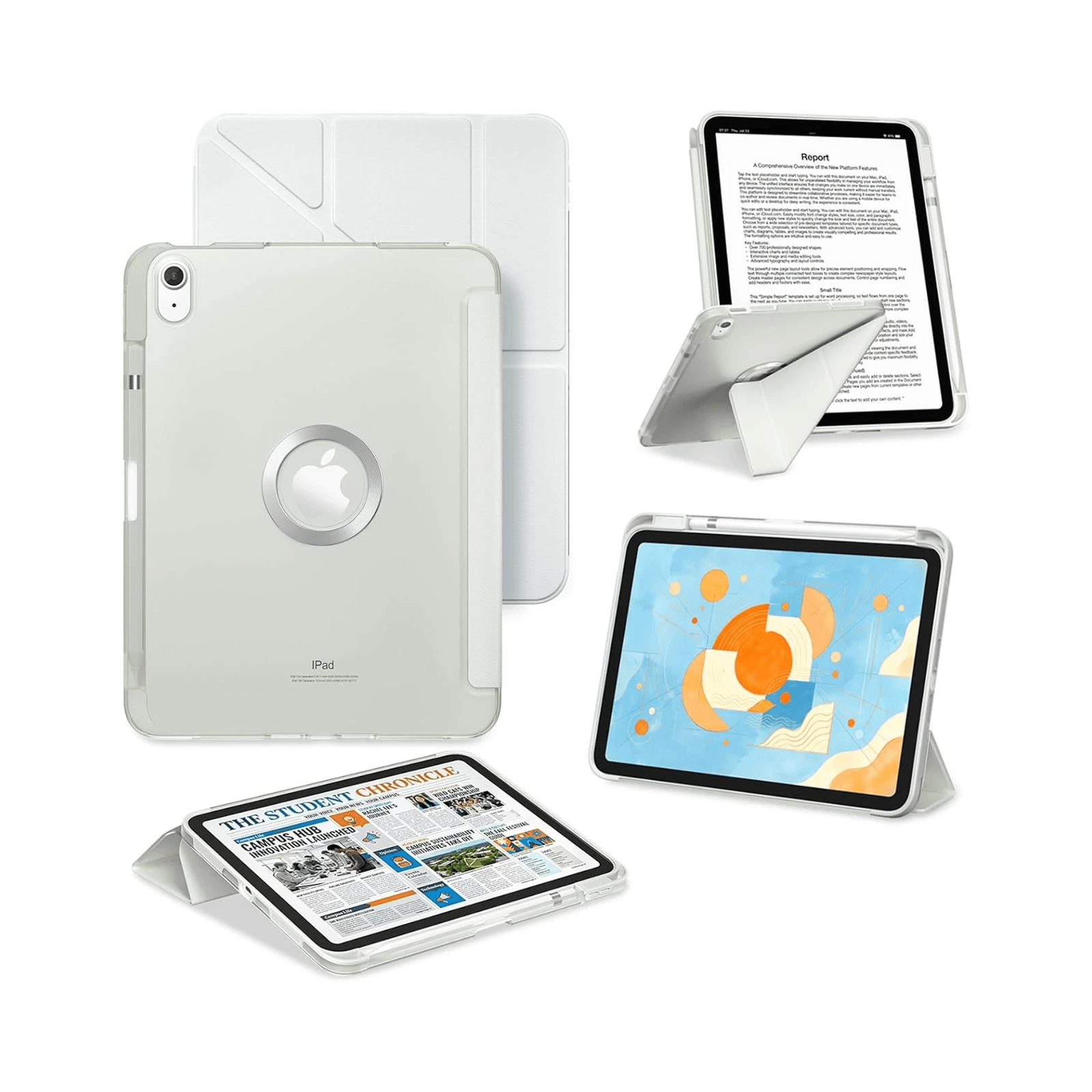 ProCase for iPad A16 11th/10th Gen Smart Case with Pencil Holder -Lightgrey