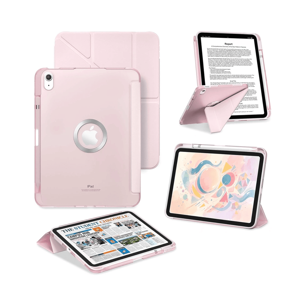 ProCase for iPad A16 11th/10th Gen Smart Case with Pencil Holder -Lightpink