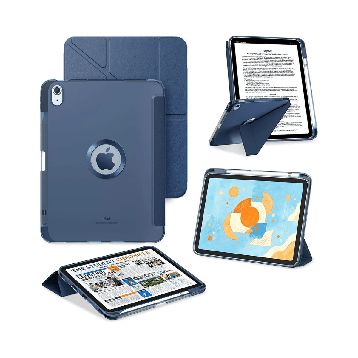 ProCase for iPad A16 11th/10th Gen Smart Case with Pencil Holder -Navy