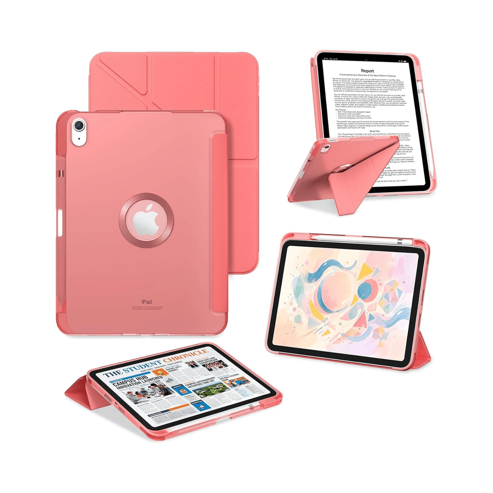 ProCase for iPad A16 11th/10th Gen Smart Case with Pencil Holder -Pink