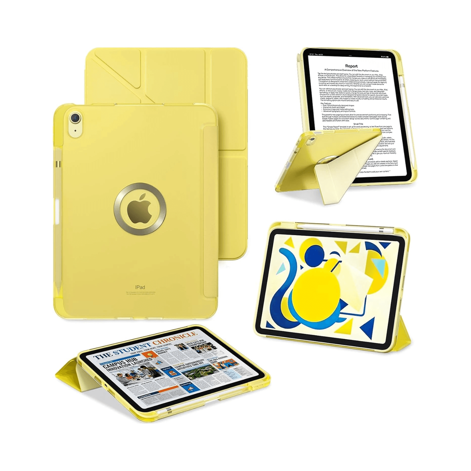 ProCase for iPad A16 11th/10th Gen Smart Case with Pencil Holder -Yellow