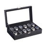 ProCase Watch Case for Men, 12 Slot Display Box with Large Glass Lid, Black