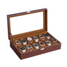 ProCase Watch Case for Men, 12 Slot Display Box with Large Glass Lid, Espresso