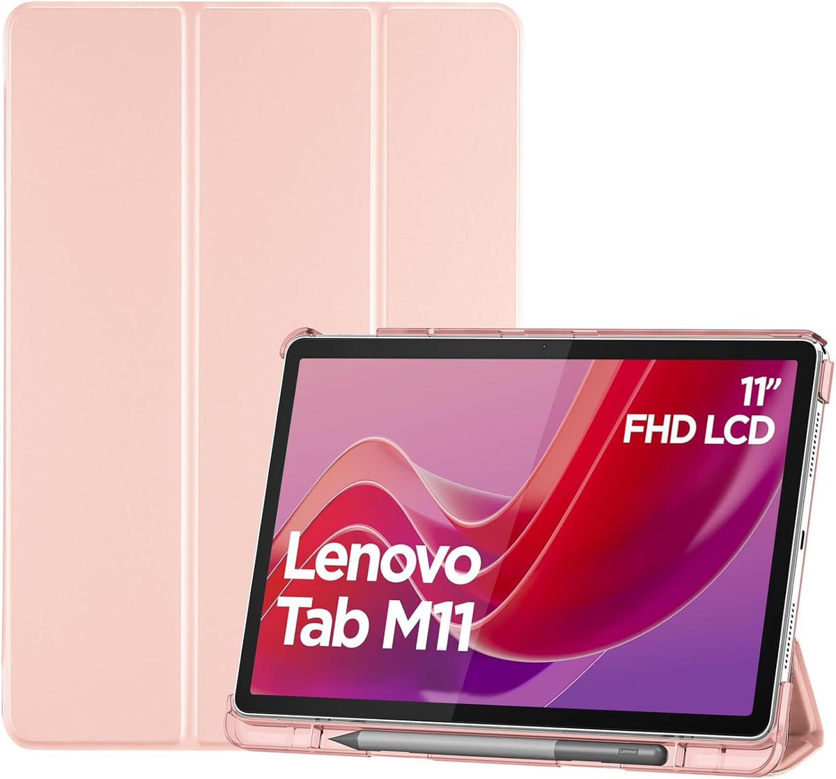 FINTIE Hoes Voor Lenovo Tab M11 (TB330) – Transparant, TPU-rand, S Pen Houder, Inklapbare Standaard