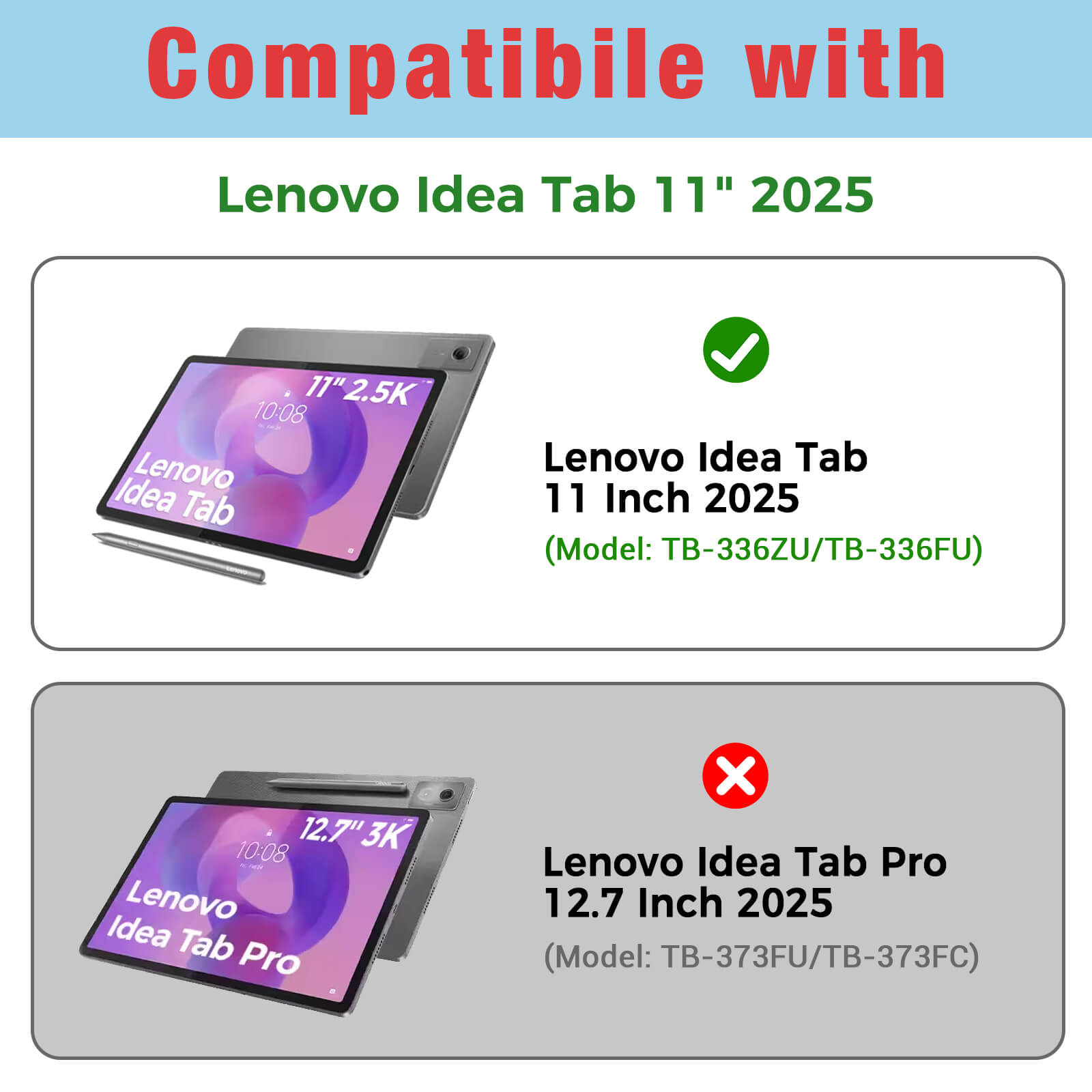 Lenovo Idea Tab 11 Inch TB-336ZU/336FU Slim Stand Tri-Fold Hard Shell Protective Tablet Cover Translucent Back
