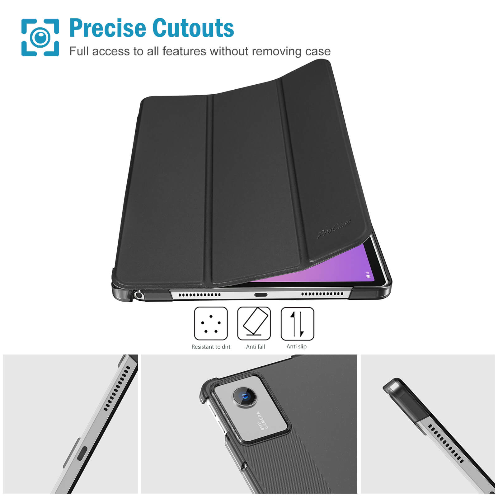 Lenovo Idea Tab 11 Inch TB-336ZU/336FU Slim Stand Tri-Fold Hard Shell Protective Tablet Cover Translucent Back