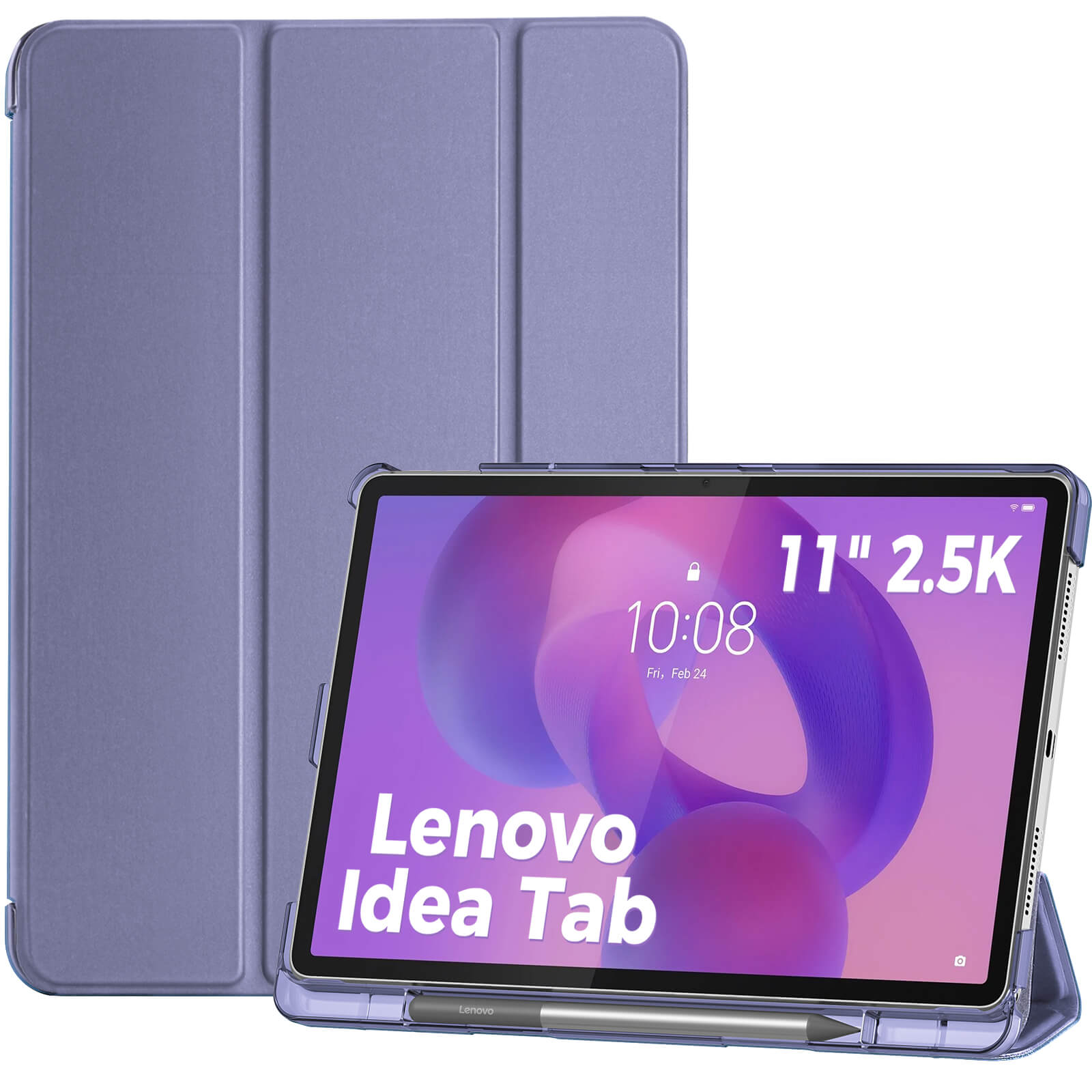 Folio Case for Lenovo Idea Tab 11" 2025/K11 Gen 2 with Pen Holder Light Purple