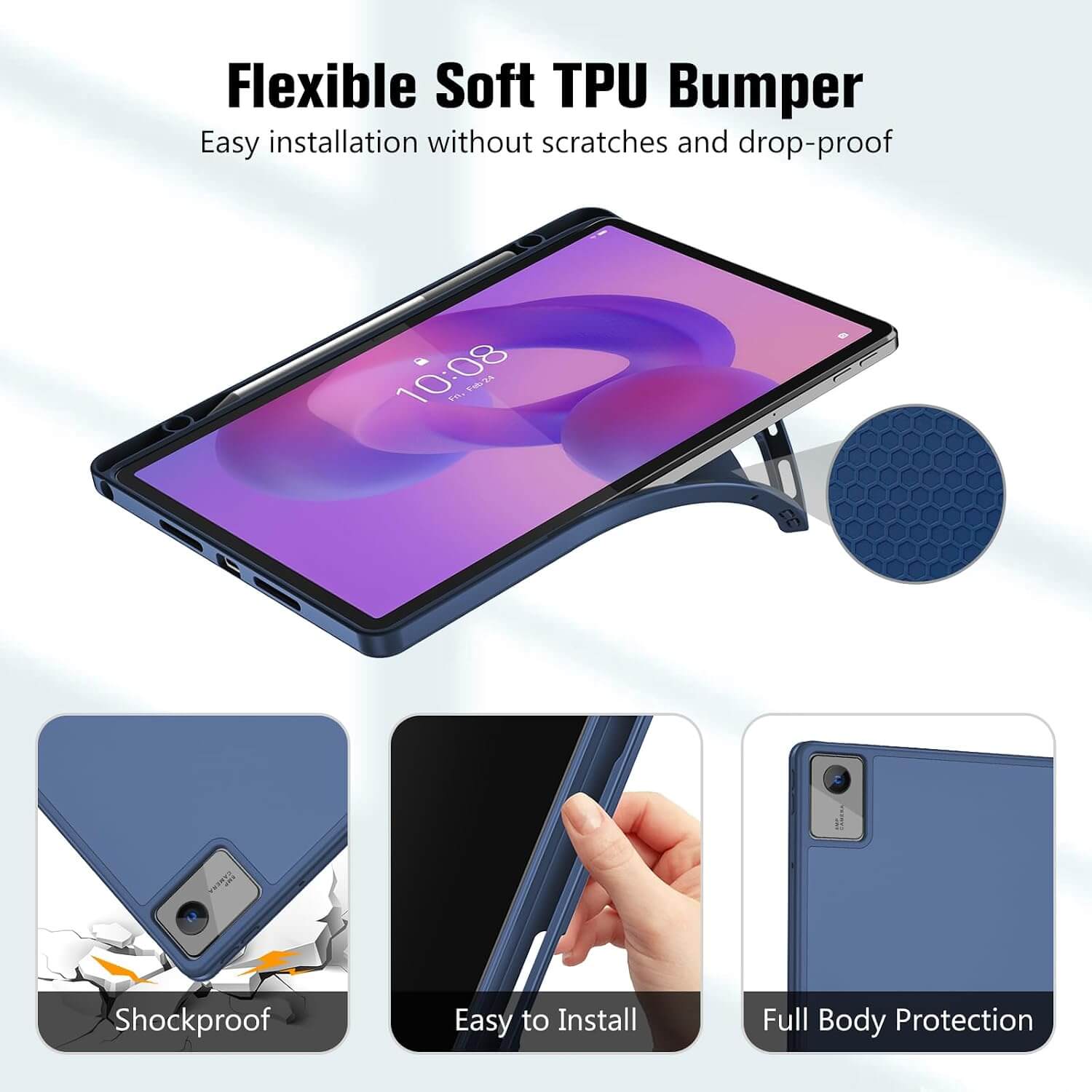 ProCase Full-Edge Case for Lenovo Idea Tab 11 2025 & Tab K11 Gen 2 & Motorola Moto Pad 2026, Slim Trifold Stand Cover with Shockproof TPU Back,  Full Protection