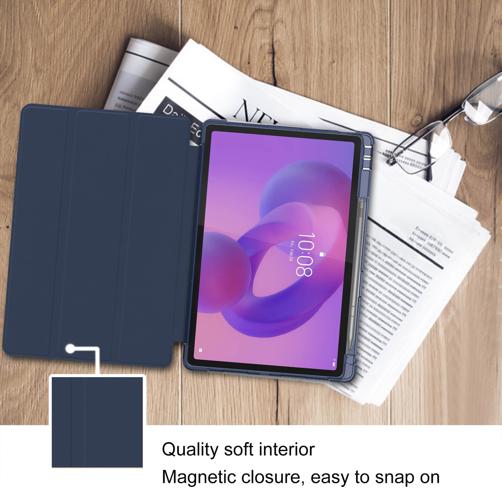 Slim Light Cover Trifold Stand Hard Shell Folio Smart Protective Case for Idea Tab Plus/Tab K12 (TB361FU/TB361ZU)