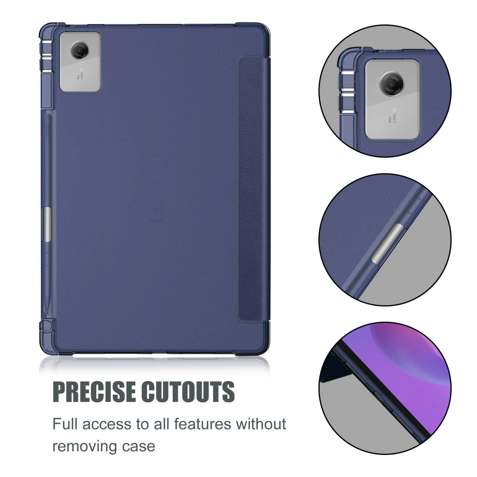 Slim Light Cover Trifold Stand Hard Shell Folio Smart Protective Case for Idea Tab Plus/Tab K12 (TB361FU/TB361ZU)