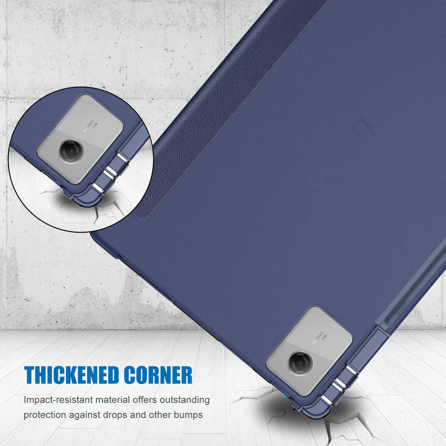 Slim Light Cover Trifold Stand Hard Shell Folio Smart Protective Case for Idea Tab Plus/Tab K12 (TB361FU/TB361ZU)