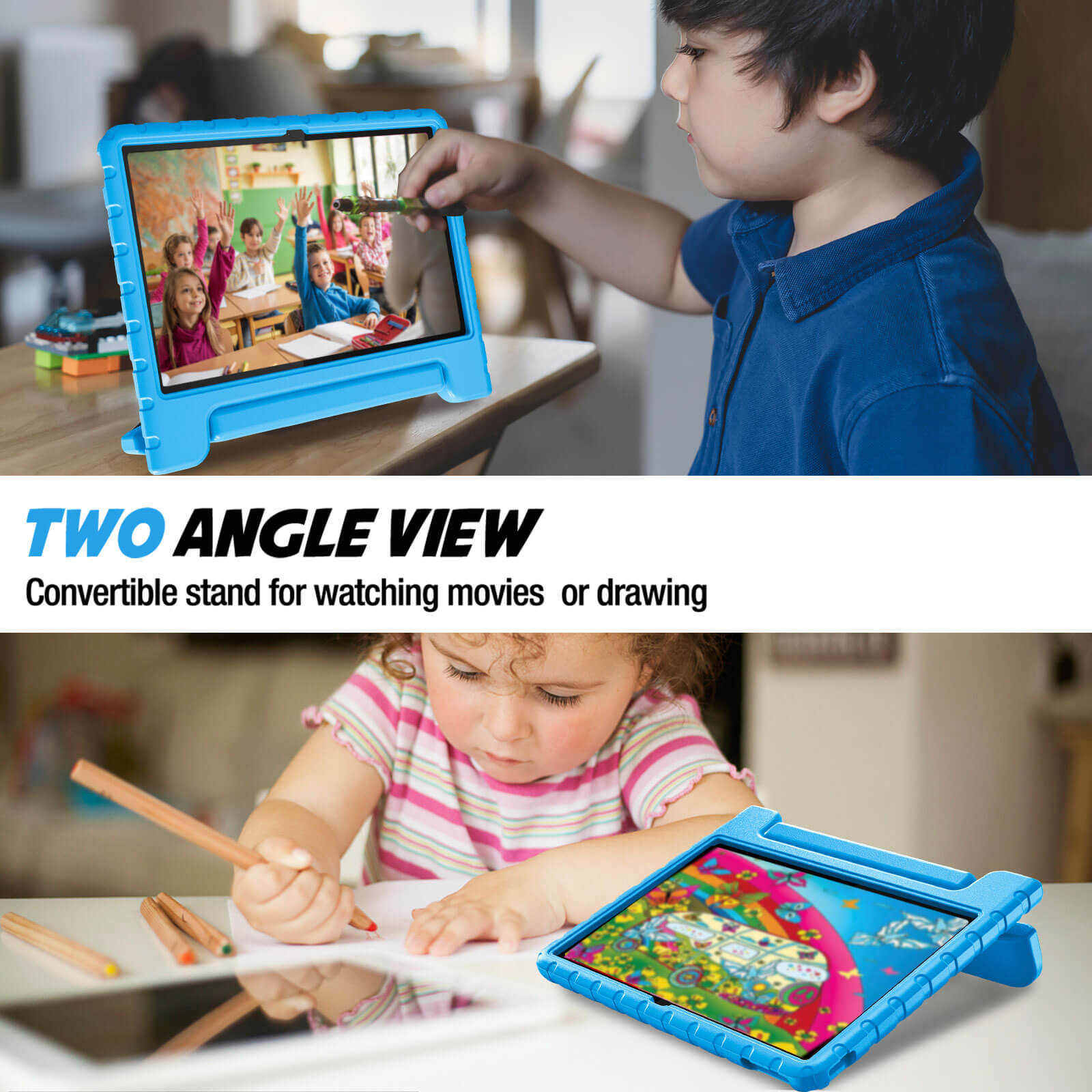 Kids Case for Lenovo Tab M11 / Lenovo Tab K11 LTE 2024, Shockproof Lightweight Kids Friendly Case with Convertible Handle Stand for Girls Boys Children Toddler Baby