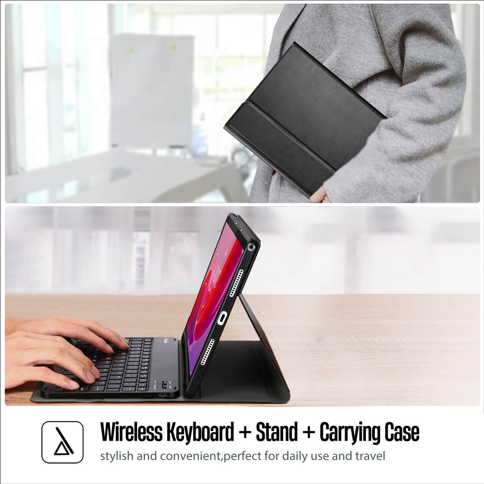 PU Leather Case with Magnetically Detachable Wireless Keyboard for Lenovo Tab M11 / Tab K11 LTE 11 Inch