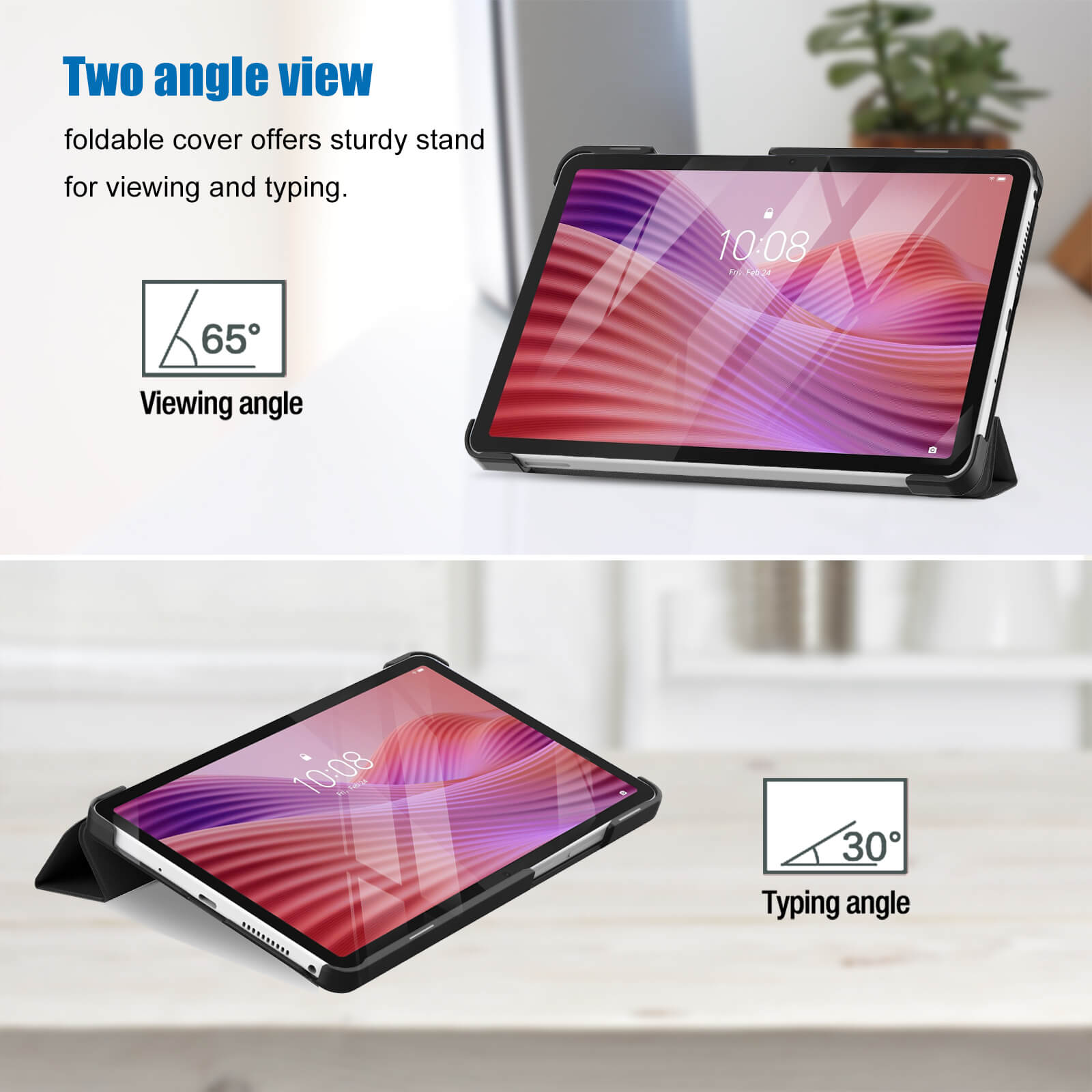 ProCase for Lenovo Tab One/K9 8.7" (2025) Slim Protective Folio Case | Trifold Stand | Auto Sleep/Wake | Hard Shell | Black | Compatible with TB305XU/TB305FU