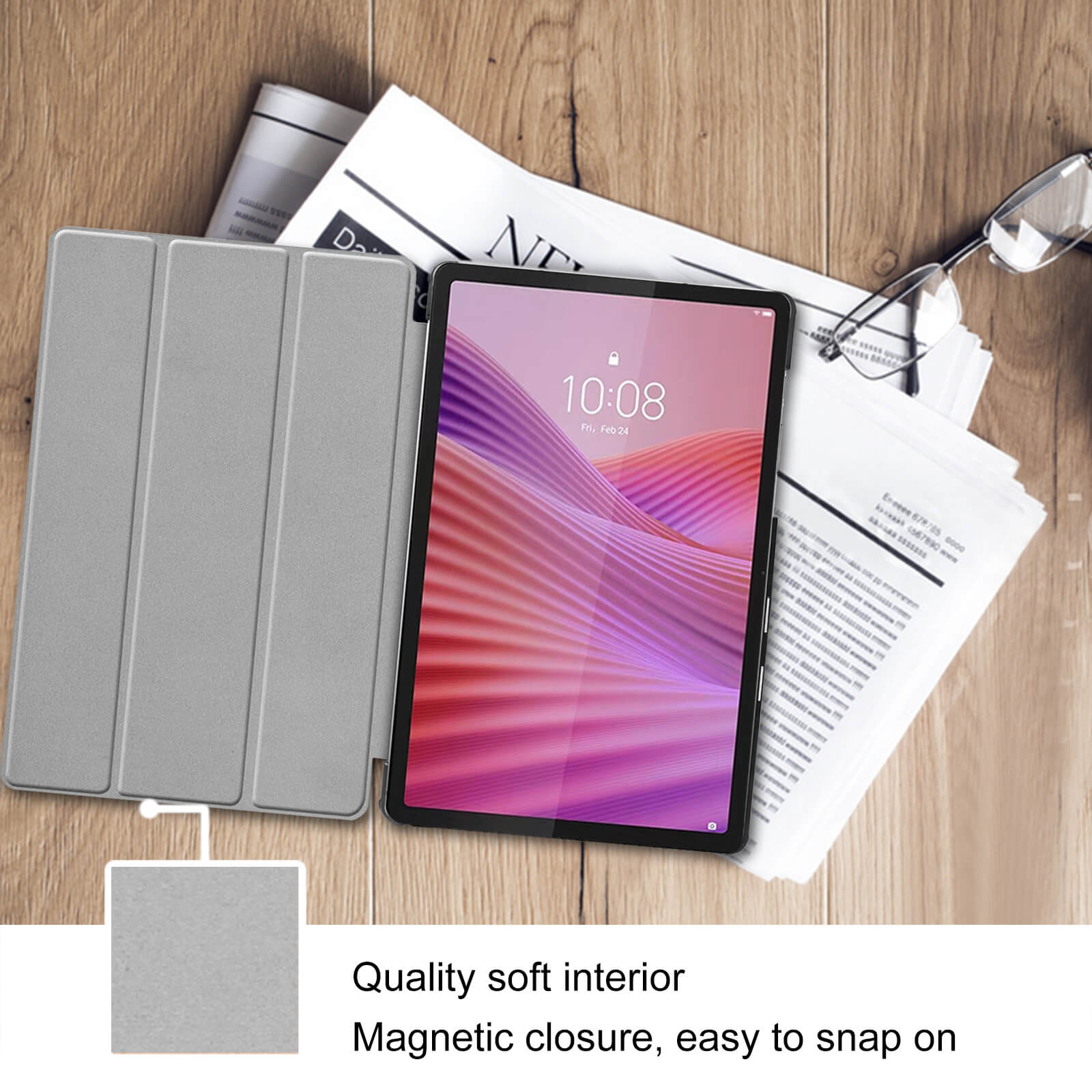 ProCase for Lenovo Tab One/K9 8.7" (2025) Slim Protective Folio Case | Trifold Stand | Auto Sleep/Wake | Hard Shell | Black | Compatible with TB305XU/TB305FU