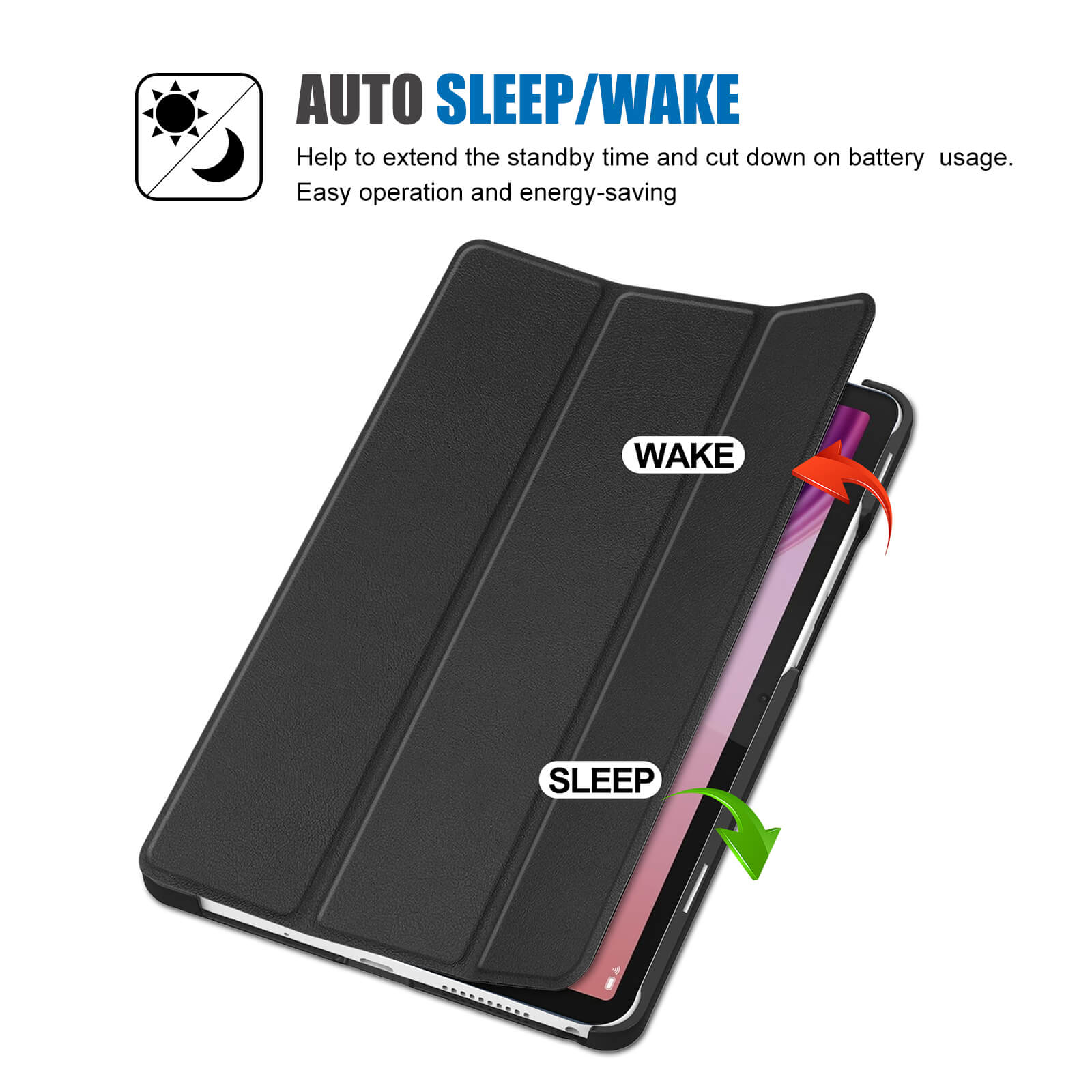 ProCase for Lenovo Tab One/K9 8.7" (2025) Slim Protective Folio Case | Trifold Stand | Auto Sleep/Wake | Hard Shell | Black | Compatible with TB305XU/TB305FU