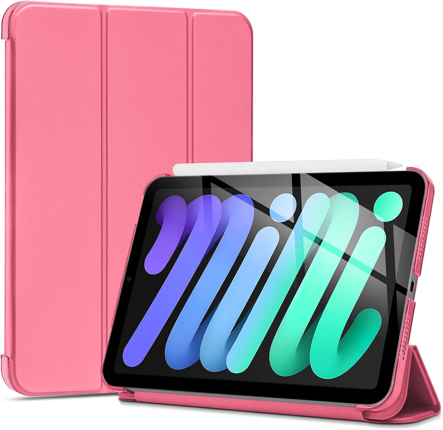Smart Case for iPad mini 7 A17 Pro 2024/iPad Mini 6 2021 8.3 Inch iPad mini 7th/6th Gen Case, Hard Back Cover for iPad mini 8.3" 7th Gen A2995/A2996/A2993/6th Gen A2567 A2568 A2569 -Melonpink