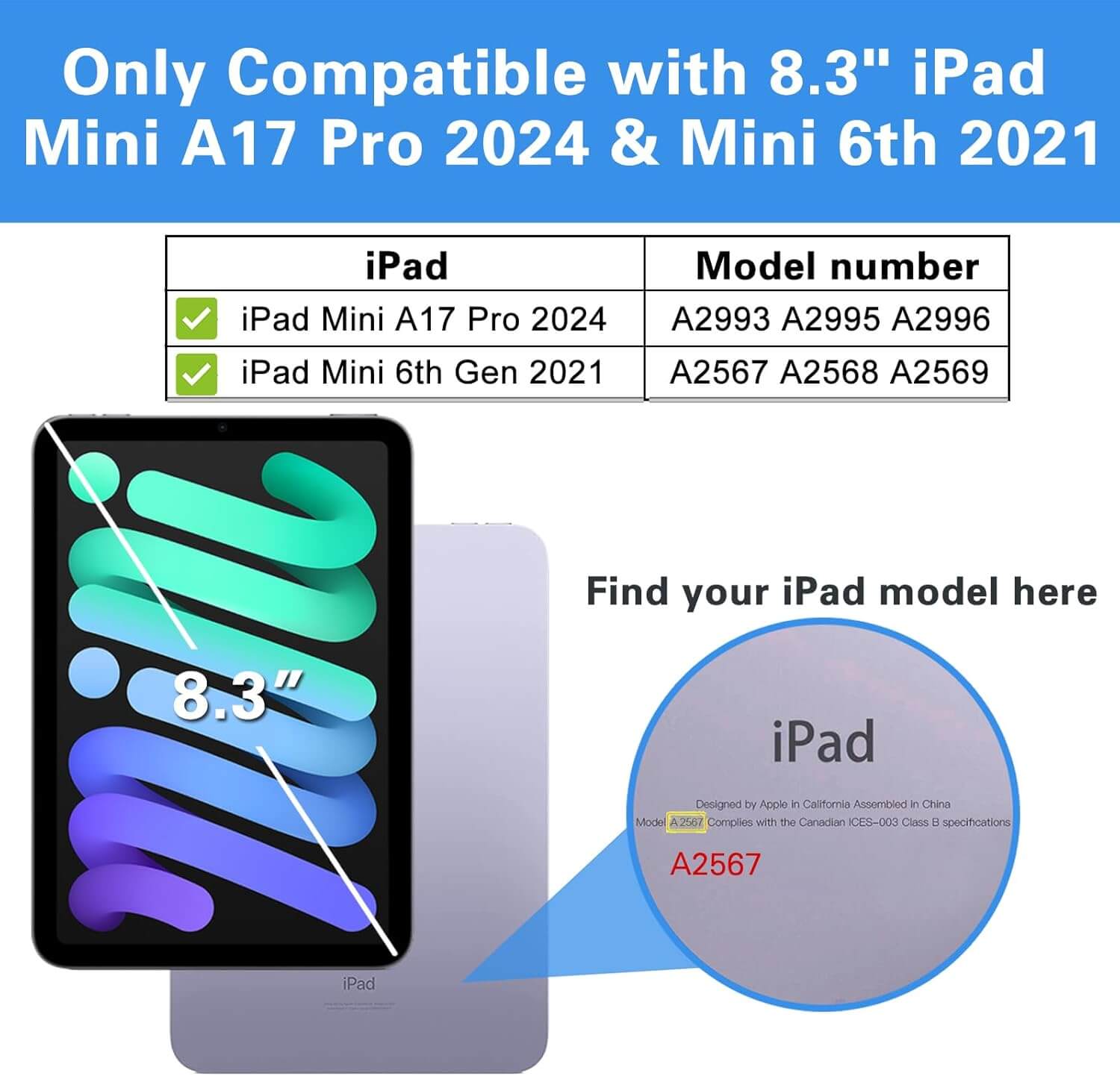 iPad Mini 8.3" 7th Gen A17 Pro 2024/ 6th Gen 2021 Hard Back Slim Case