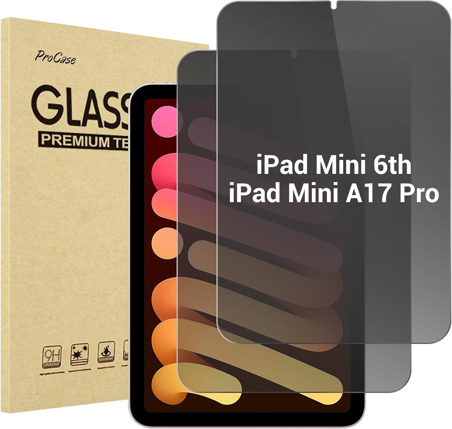 Privacy Screen Protector for iPad Mini 7th(A17 Pro) 2024 / Mini 6th Generation 8.3" 2021, Anti-Spy Tempered Glass Film Guard for iPad Mini 7 6 8.3 Inch