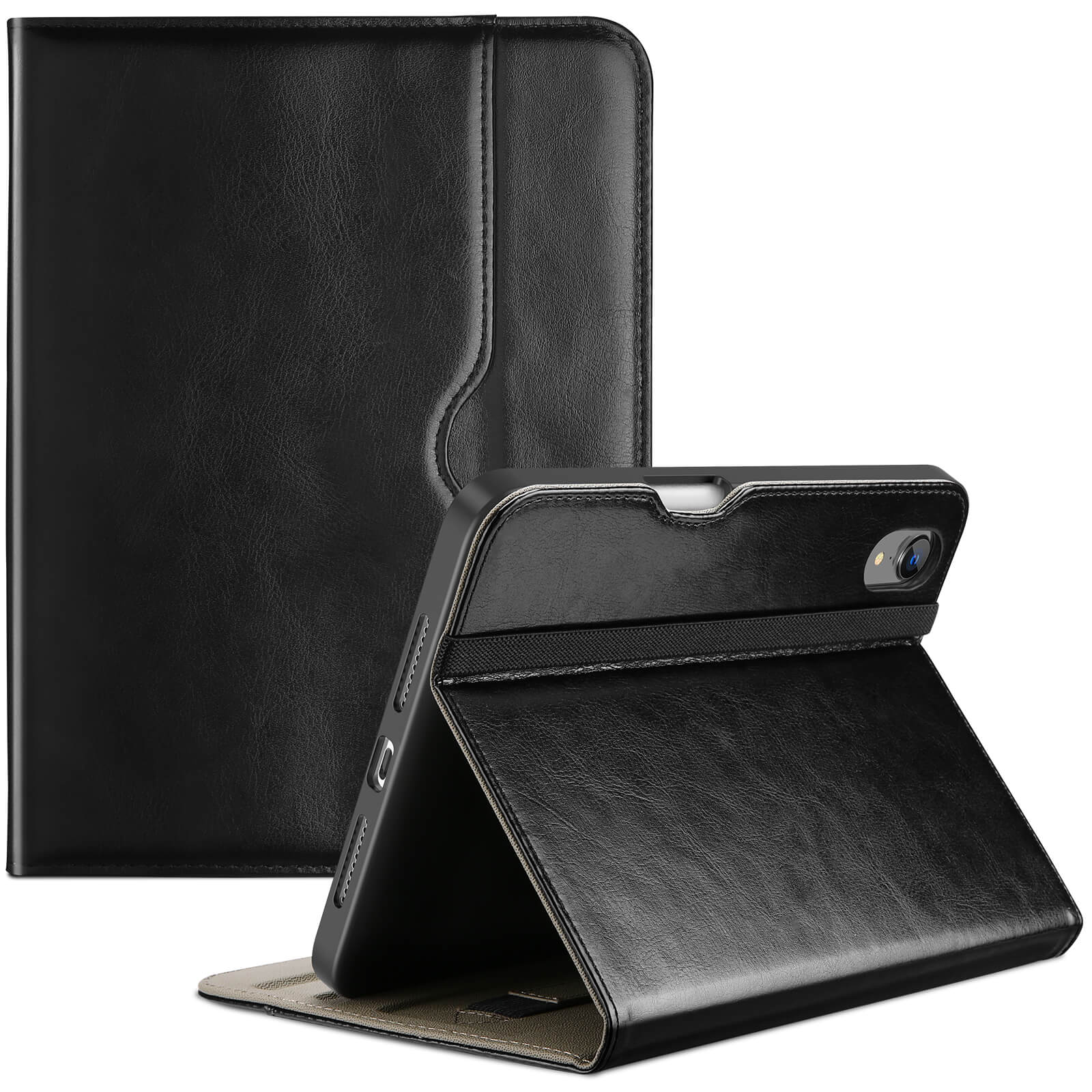 Premium PU Leather Folio Business Case for for iPad mini 7th (A17 Pro) 2024/iPad Mini 6th Generation 2021 8.3 Inch Black