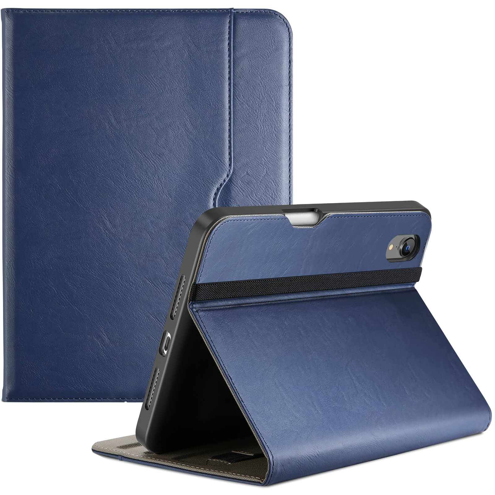 Premium PU Leather Folio Business Case for for iPad mini 7th (A17 Pro) 2024/iPad Mini 6th Generation 2021 8.3 Inch Navy