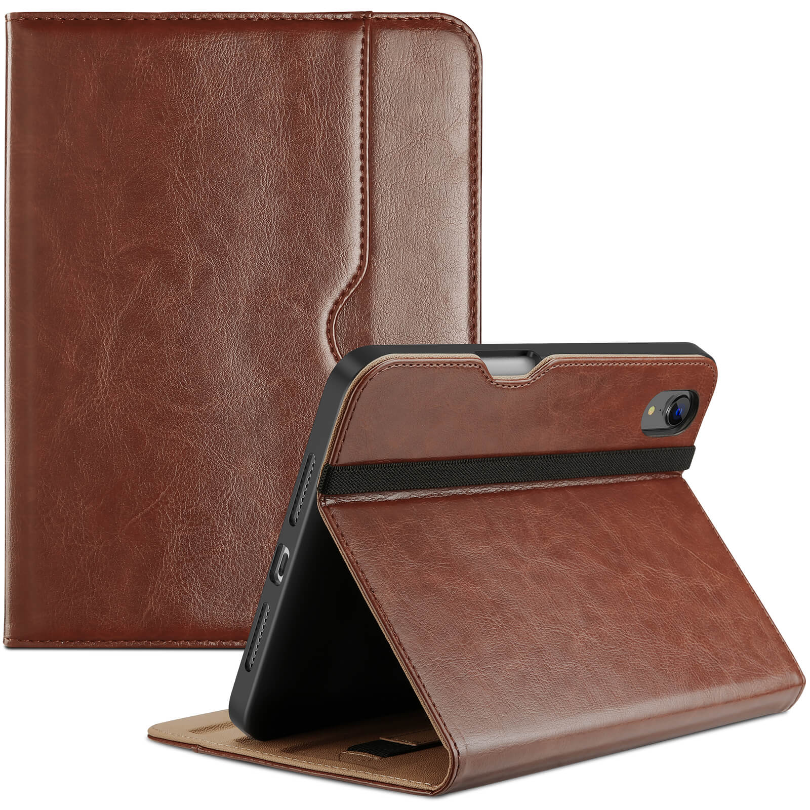 Premium PU Leather Folio Business Case for for iPad mini 7th (A17 Pro) 2024/iPad Mini 6th Generation 2021 8.3 Inch Brown