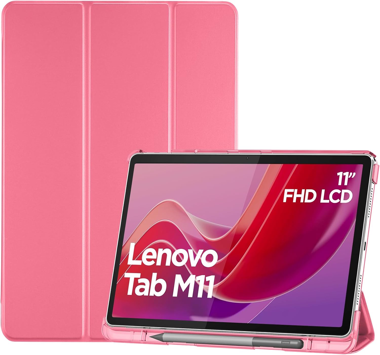 ProCase Smart Case for Lenovo Tab M11 11" 2024 TB330FU with Pen Holder Melonpink