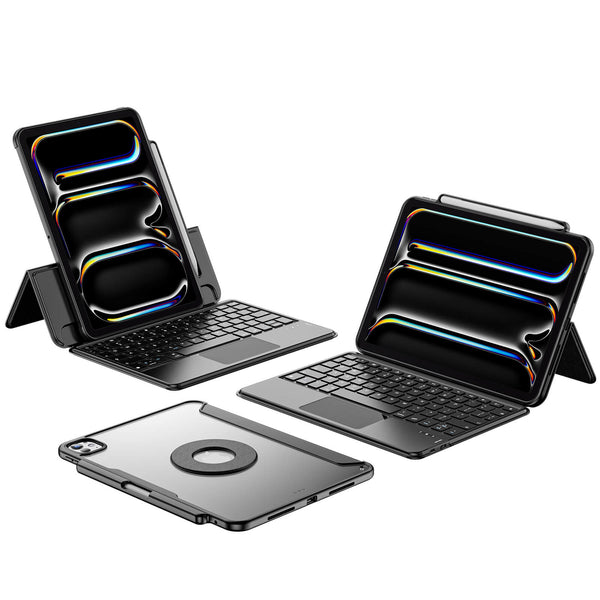 Keyboard Case for iPad Pro 11 Inch (M4) 2024, Slim Magnetic Detachable Protective Cover with Touchpad & Pencil Holder -Black