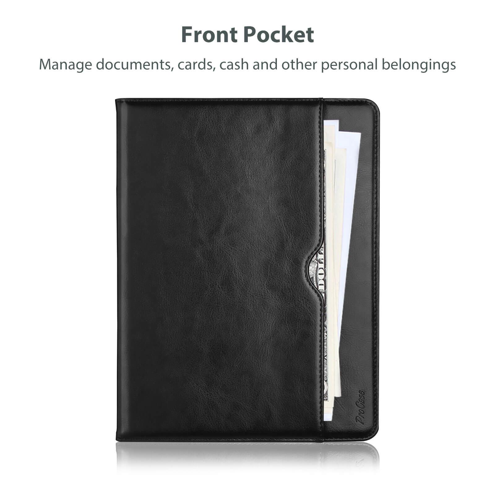 PU Leather Case for iPad Pro 11 Inch 2025 M5 / 2024 M4 with Hand Strap Front Pocket, Business Stand Cover Multi-Angle Folio for iPad Pro 11"(5th Gen) 