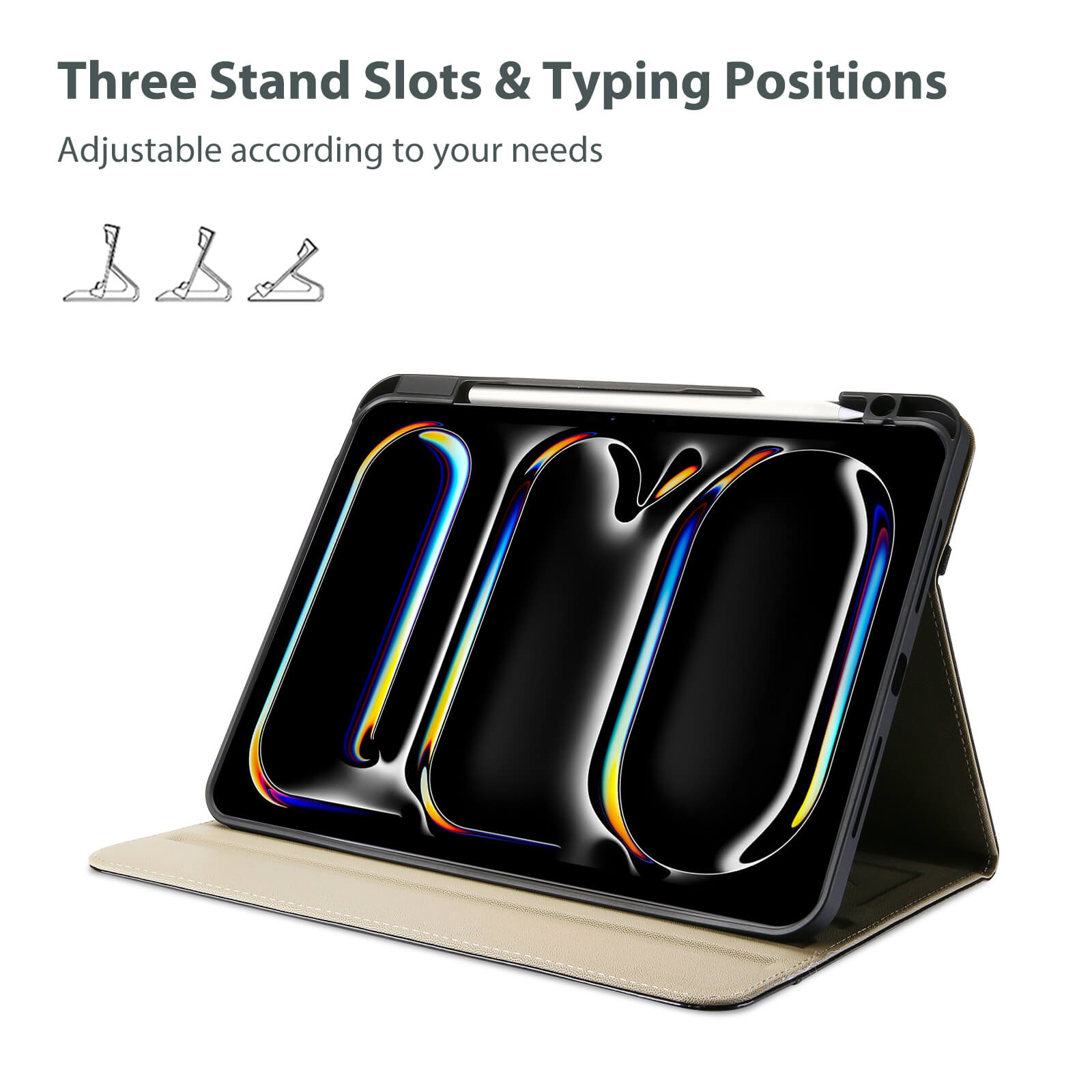 PU Leather Case for iPad Pro 11 Inch 2025 M5 / 2024 M4 with Hand Strap Front Pocket, Business Stand Cover Multi-Angle Folio for iPad Pro 11"(5th Gen) 