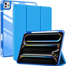 iPad Pro 13 Inch Case M5 2025/ M4 2024 with Pencil Holder, Slim Stand Clear Shell Back, Shockproof Cover iPad Pro M5 M4 Case 13 Inch, Supports Touch ID, Auto Wake/Sleep, blue