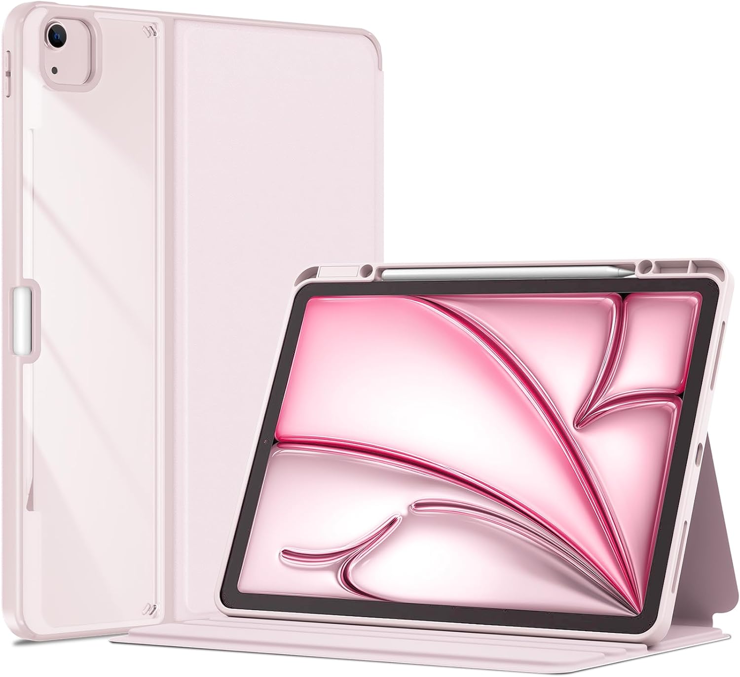 ProCase Transparent Back Folio Cover Case for iPad Air 13" Case M3/M2 & iPad Pro 12.9" 6th/5th/4th/3rd Gen Pink