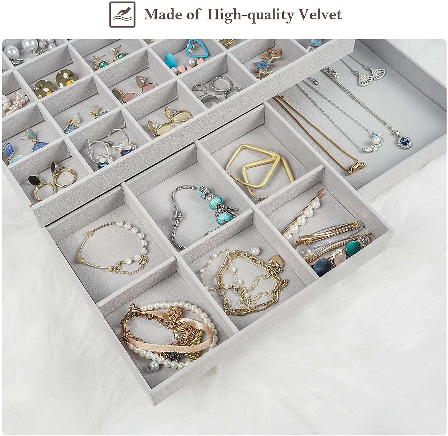 ProCase Earring Holder Organizer Box with 3 Drawers, Clear Acrylic Jewelry  Box for Women, Stackable Large Jewelry Storage Case with Adjustable Velvet