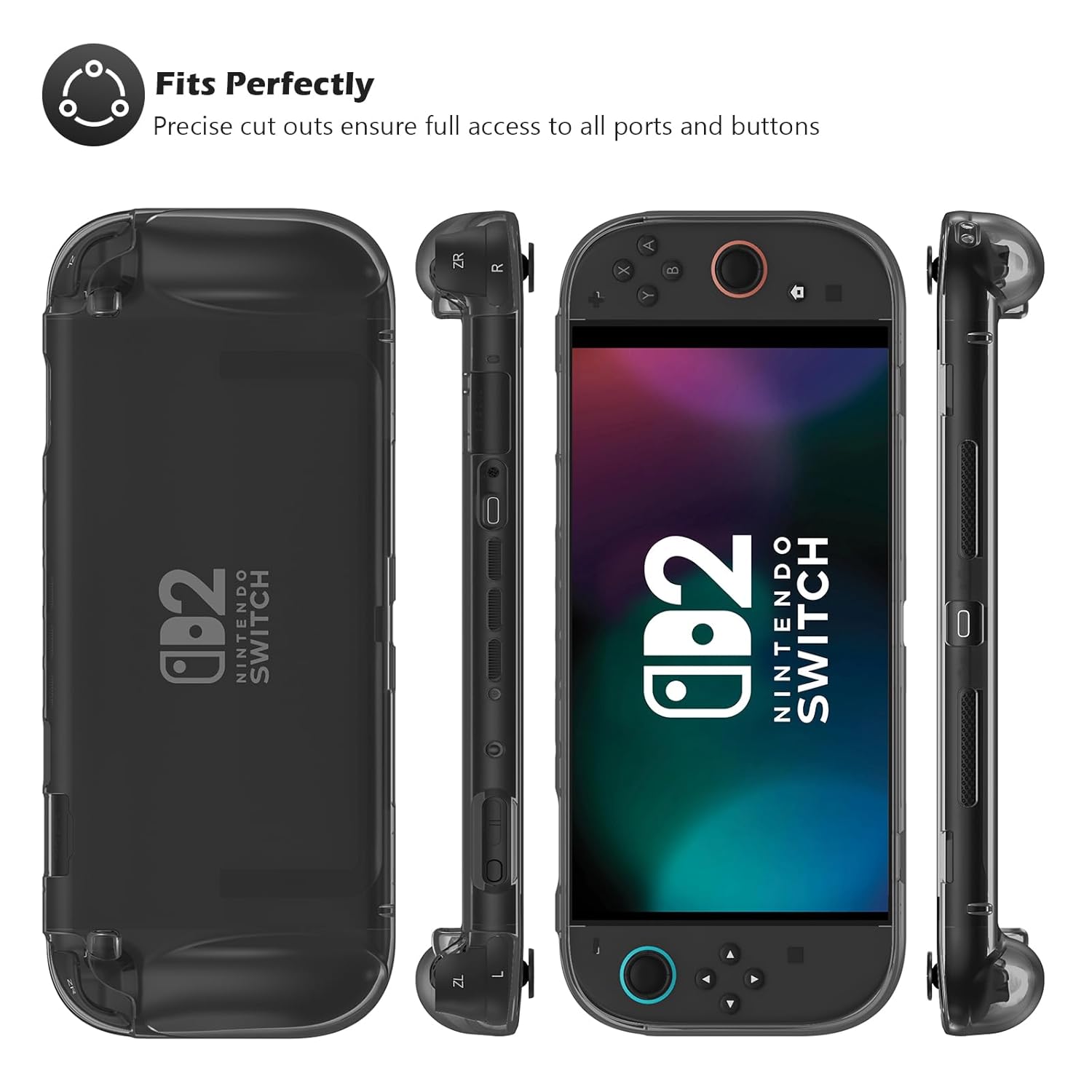 ProCase Clear Cover Protective Case for Nintendo Switch 2 2025 Black