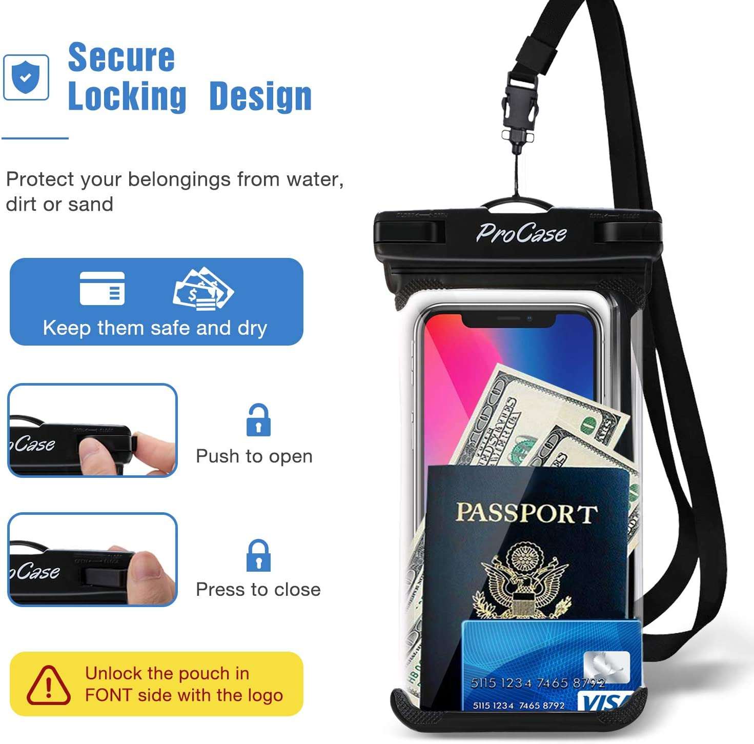 (2 Pack) Universal Waterproof Phone Case DryBag | ProCase