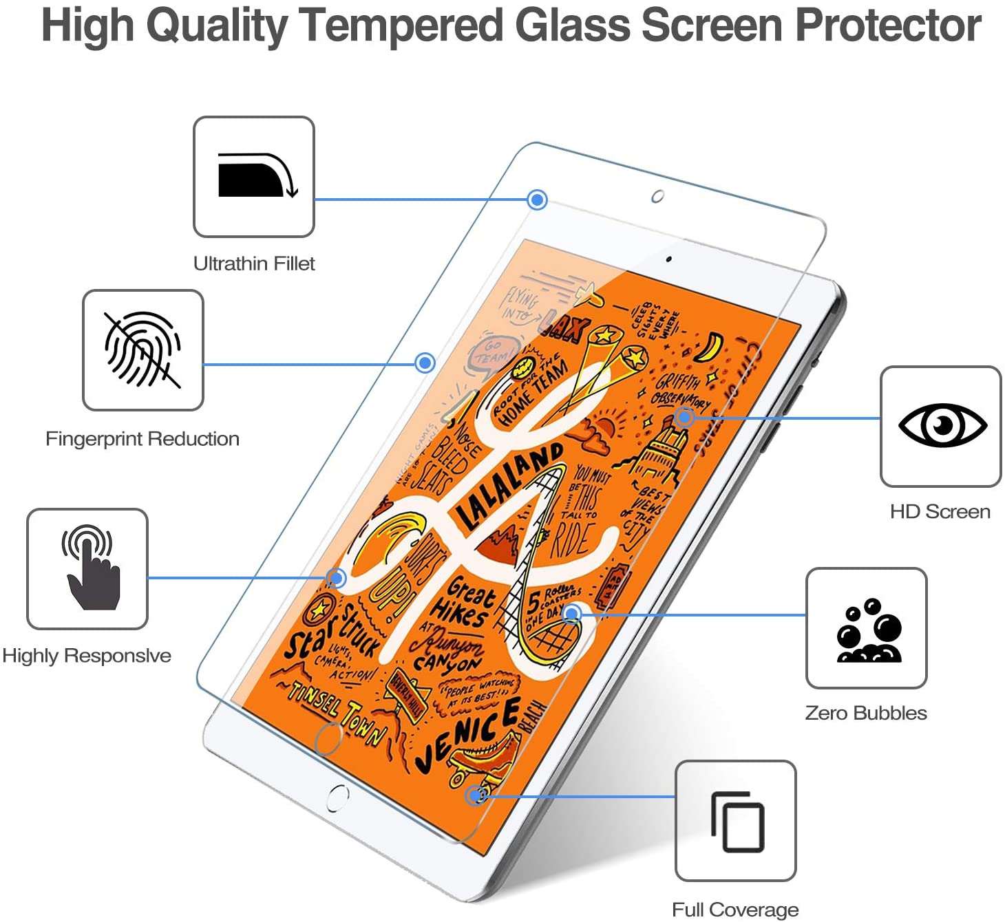 (2 Pack) iPad Mini 4th Gen/ 5th Gen Tempered Glass Screen Protector | ProCase